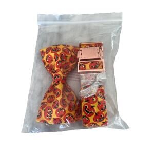 Halloween Pumpkin Print Adjustable Collar with Removable Bow Large Dog NWT